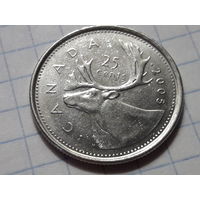 Канада 25 центов 2005 (Р) Олень