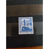 1960 Франция марка оплаты пересылки посылок (пакетов) по железной дороге поезд паровоз Ивер 41 оценка 2,5 евро (2-12)