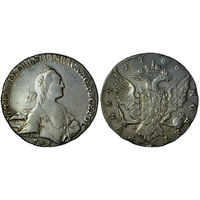 Рубль 1766 г. СПБ-ТI-АШ. Серебро. С рубля, без минимальной цены. Биткин# 197.