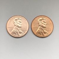 1 цент США 2014 - 2 монеты D и без знака