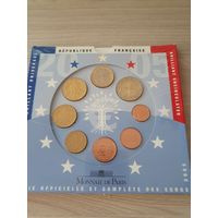 Официальный набор монет евро Франция регулярного чекана (8 монет) 2005 года в буклете.