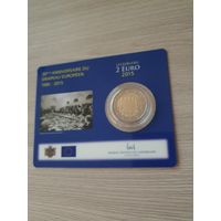 Монета Люксембург 2 евро 2015 30 лет Флагу Европы BU БЛИСТЕР