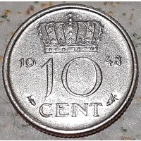 Нидерланды 10 центов, 1948 (2-1-10)