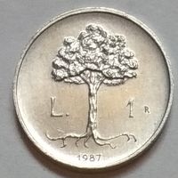 Сан-Марино 1 лира 1987 г. 15 лет возобновлению чеканки монет