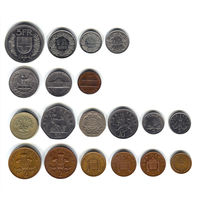 19 современных монет (Швейцария; США; Великобритания с о. Гернси). Все разные.