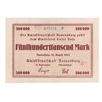 Германия Равенсбург 500 000 марок 1923 года. Состояние XF+!