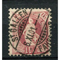 Швейцария - 1882/1904 - Гельвеция 1Fr - [Mi.63C] - 1 марка. Гашеная.  (Лот 104U)