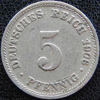 YS: Германия, Рейх, 5 пфеннигов 1906D, KM# 11 (2)