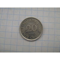 Маврикий 20 центов 1996г. km53