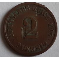 Германия 2 пфеннига, 1905 Е