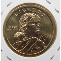 США 1 доллар 2005 Парящий орёл Сакагавея Индианка двор D