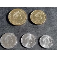 Лот 5шт Соломоновы острова 2012г 10,20,50 центов 1,2 доллара Unc