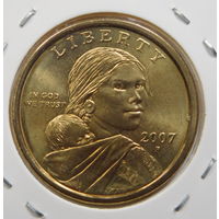 США 1 доллар 2007 Парящий орёл Сакагавея Индианка двор P