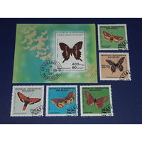 Мадагаскар (Малагаси) 1984 Фауна. Насекомые. Бабочки. Полная серия Блок + 5 марок