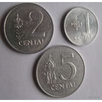Литва 1991 (набор 1,2,5 центов)