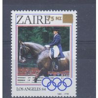 [1528] Заир 1982. Спорт.Олимпиада.Всадник.Лошадь. НАДПЕЧАТКА. MNH