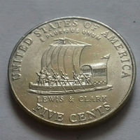 5 центов, США 2004 P, экспедиция Льюиса и Кларка, лодка