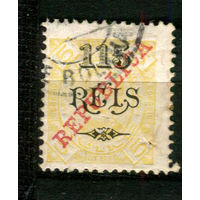 Португальские колонии - Гвинея - 1915 - Надпечатка REPUBLICA на новом номинале 115 REIS вместо 5R перф. 11 1/2 - [Mi.153D] - 1 марка. Гашеная.  (Лот 84BG)