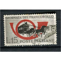 Италия - 1960 - День почтовой марки. Карета и почтовый рожок - [Mi. 1080] - полная серия - 1 марка. Гашеная.  (Лот 150AE)