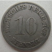 Германия 10 пфеннигов 1907 г. (d)