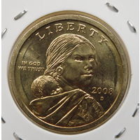 США 1 доллар 2008 Парящий орёл Сакагавея Индианка двор D