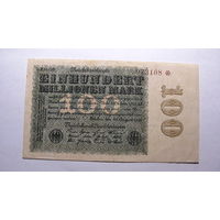 Германия Ro106.100 миллионов марок 1923 г. ( Серия в верхнем левом углу. Номер светло -КОРИЧНЕВЫЙ цвет - высокие цифры )                                                                               )