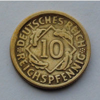 Германия - Веймарская республика 10 рейхсфеннигов. 1924. D