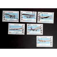 Куба 1979 г. 50 лет кубинским авиалиниям. Авиация. Самолеты, полная серия из 6 марок #0100-Т1P21