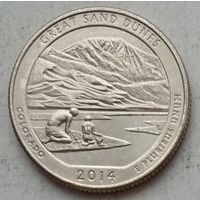 США 25 центов (квотер) 2014 г. D. Парк Песчаные Дюны. Штат Колорадо