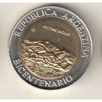 Аргентина 1 песо 2010 200 лет Аргентине - вулкан Аконкагуа