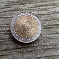 Werty71 Аргентина 1 песо 2013 Биметалл Майское Солнце 200 лет первой национальной монете