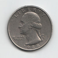Монета (доллар)QUARTER DOLLAR LIBERTY 1988 года  ( D ) перевертышь ((53 ))