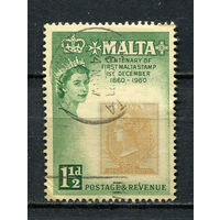 Британские колонии - Мальта - 1960 - 100-летие первой почтовой марки Мальты 1 1/2Р - [Mi.272] - 1 марка. Гашеная.  (Лот 41EZ)-T25P5