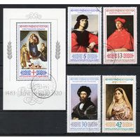 500 лет со дня рождения Рафаэля Болгария 1983 год серия из 4-х марок и 1 блока