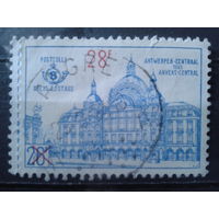 Бельгия 1964 Вокзал в Антверпене Надпечатка 28 фр на 26 фр