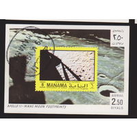 Космос ракеты Человек на луне Манама ОАЭ 1970 год лот 0001 Блок