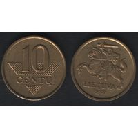Литва km106 10 центов 1997 год (посл.год)(тип A) (0(a1(0