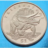 Сьерра-Леоне. 1 доллар 2006 год  KM#310  "Динозавры - Трицератопс"