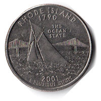 США. 1/4 доллара (1 квотер, 25 центов). 2001. Род-Айленд. P