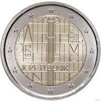 2 евро 2022 Словения 150 лет со дня рождения Йоже Плечника UNC из ролла