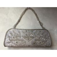 Клатч театральный вечерний сумочка винтаж Светлое серебро