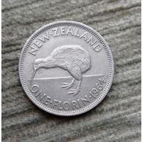 Werty71 Новая Зеландия 1 флорин 2 шиллинга 1964 Елизавета 2 Птица Киви