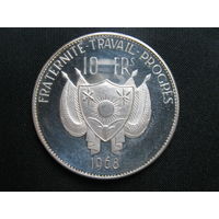 Нигер 10 франков 1968 года.