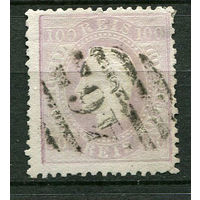 Португалия (Королевство) - 1870 - Король Луиш I - 100R - [Mi.41xB] - 1 марка. Гашеная.  (Лот 90S)