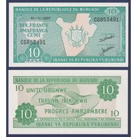 Бурунди, 10 франков 2007 г., P-33e, UNC
