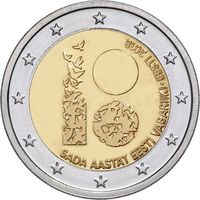 2 евро 2018 Эстония 100-летие Эстонской Республики UNC из ролла