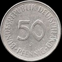 Германия 50 пфеннигов 1971 г. (J) КМ#109 (6-11)