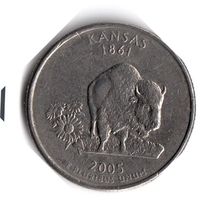 США. 1/4 доллара (1 квотер, 25 центов). 2005. Канзас. P