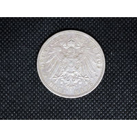 Монета 3 марки 1909 года. Пруссия.