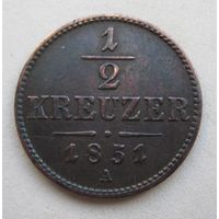 Австрия 1\2 крейцера 1851 A  .29-309